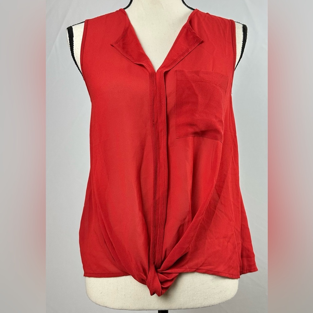 NAKED ZEBRA red sheer elegant twist waist top - size small